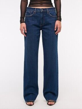 Abercrombie & Fitch Blue Low Rise Baggy Straight Leg Jeans